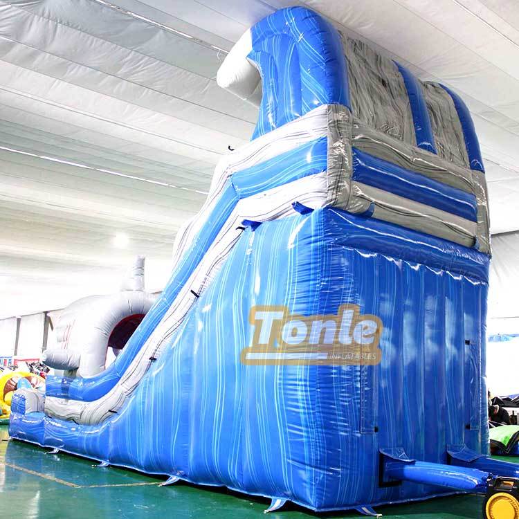 wholesal blue shark inflatable water slide