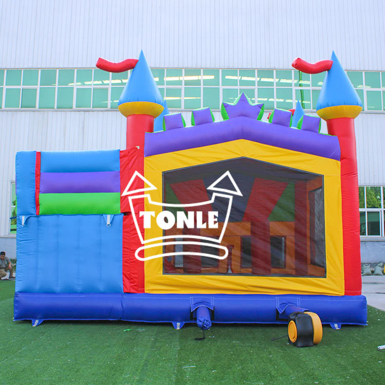 Classic rainbow inflatable bounce slide combo