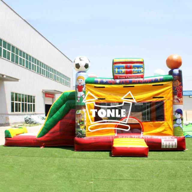 4 in1 Inflatable sports bounce house slide combo