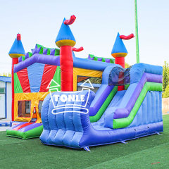 Classic rainbow inflatable bounce slide combo