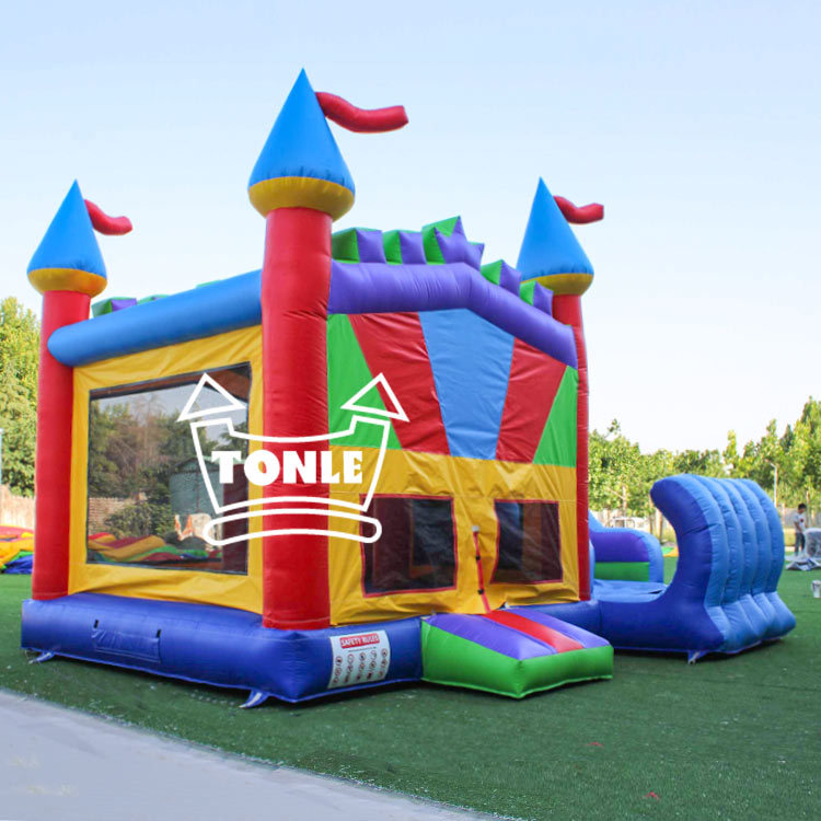 Classic rainbow inflatable bounce slide combo
