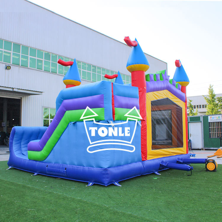 Classic rainbow inflatable bounce slide combo