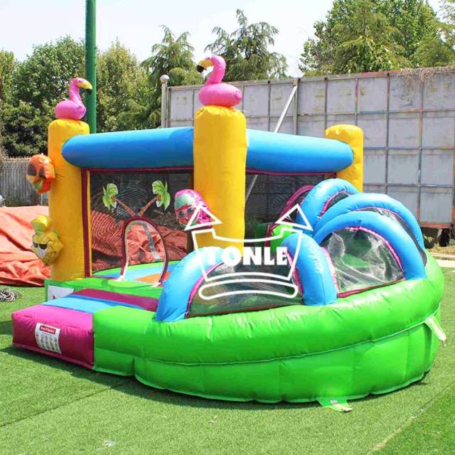 Tropical Flamingo Inflatable bouncing castle with Slide