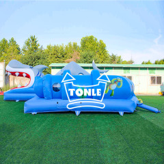 China Exporters Customise Commercial Shark Inflatable obstacle course