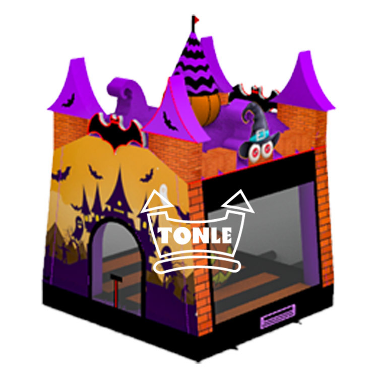 halloween inflatable Pumpkin Obstacle Course Ghost Bounce House slide