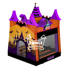 halloween inflatable Pumpkin Obstacle Course Ghost Bounce House slide