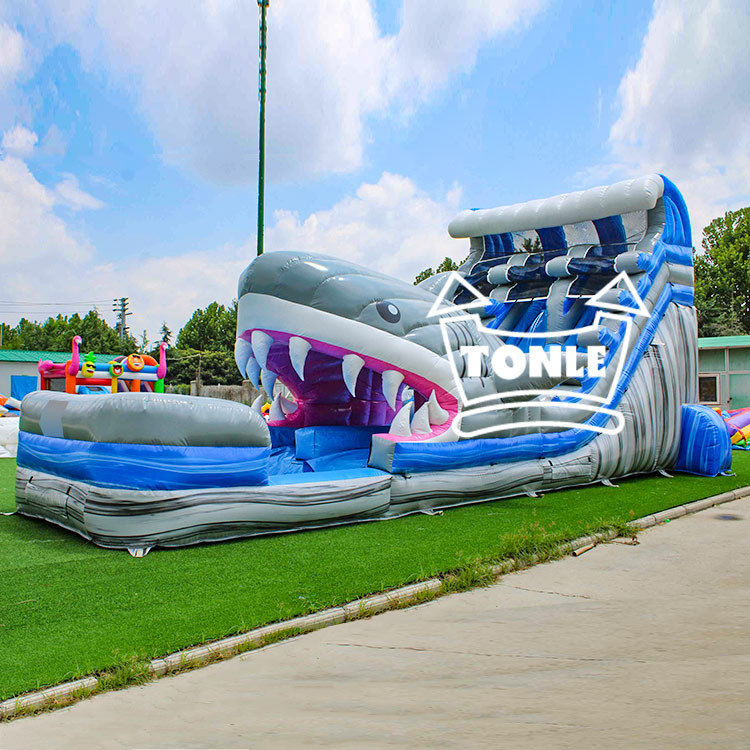 Factory Customized Commercial Ocean Shark Inflatable Water Slide