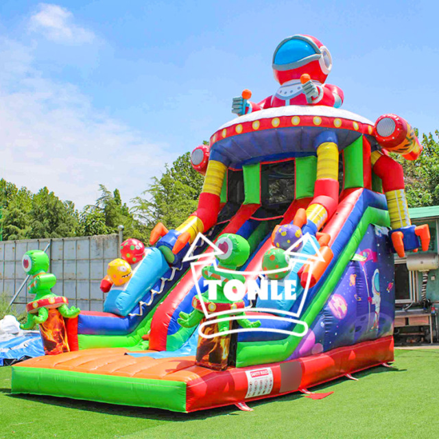 Factory customised spaceship kids theme inflatable slide