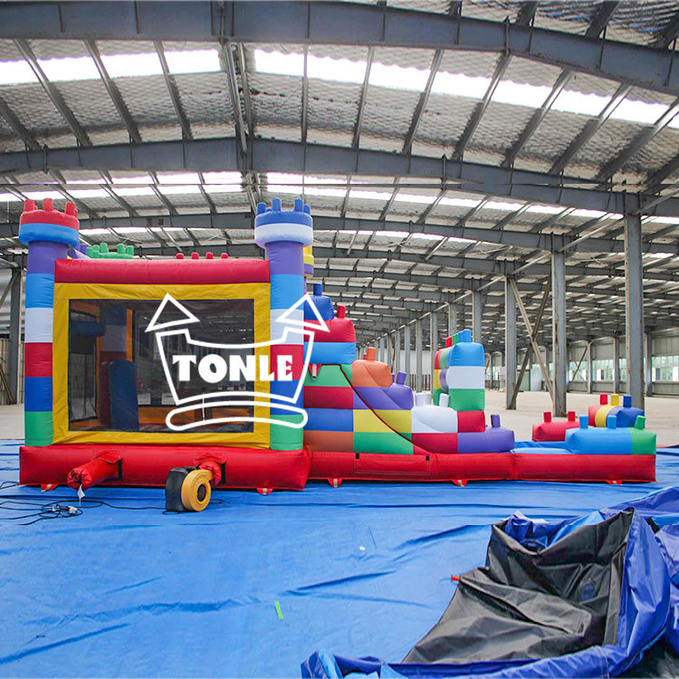 LEGO building blocks Inflatable Water Slide Moonwalk combo