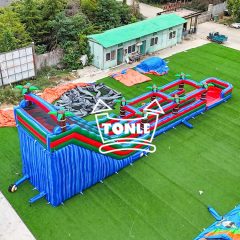 24FT Large tropical jungle double lane inflatable water slide