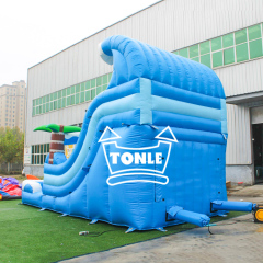 Cost-effective summer wave theme inflatable water slide for sale