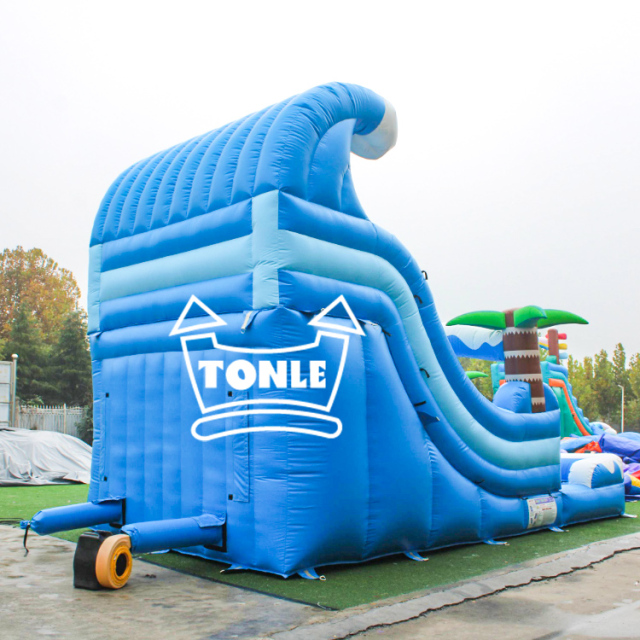 Cost-effective summer wave theme inflatable water slide for sale