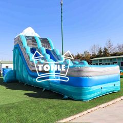 Commercial 18FT blue iceberg inflatable water slide