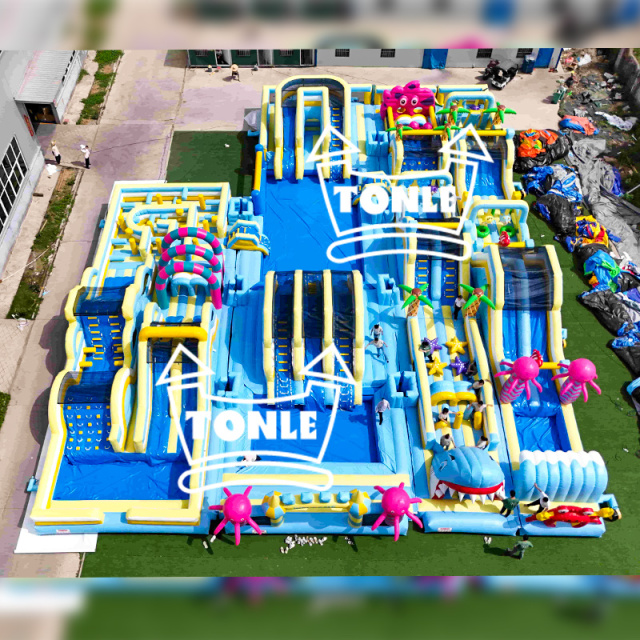 Marine Animal Amusement Park inflatable theme park with pool For Sale