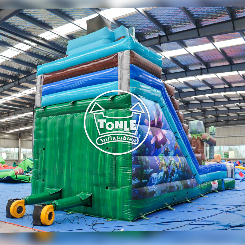 Minecraft Inflatable Double Track Water Slide high quality jumper