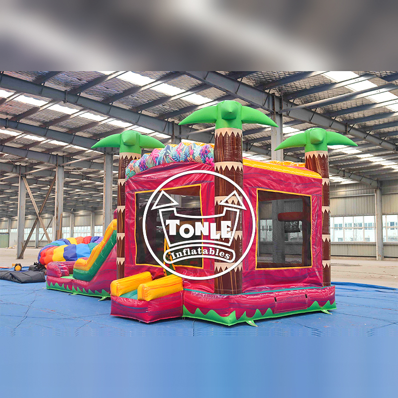 15ft Inflatable Magenta Hawaii Hibiscus Water Slide Combos