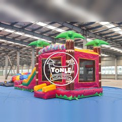 15ft Inflatable Magenta Hawaii Hibiscus Water Slide Combos