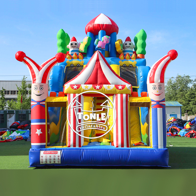 Manufactured by TONLE Circus Clown Inflatable Slide Bounce House