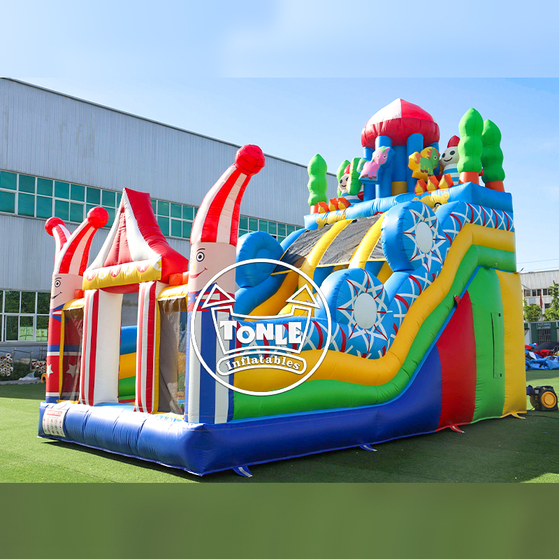 Manufactured by TONLE Circus Clown Inflatable Slide Bounce House