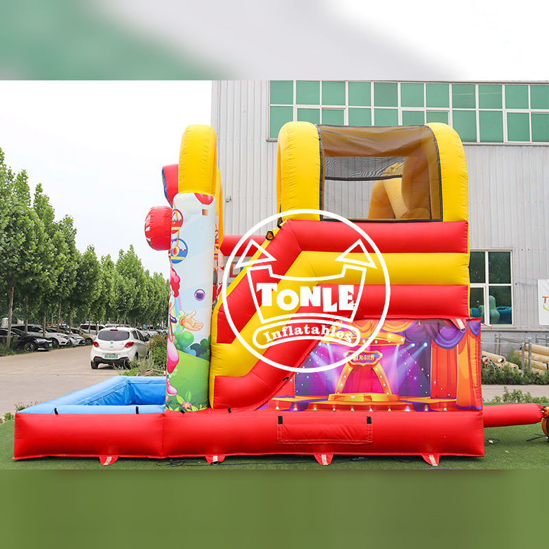 EN14960 commercial grade inflatables bouncy castle with slide for sale