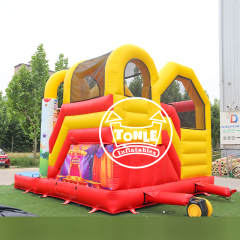 EN14960 commercial grade inflatables bouncy castle with slide for sale