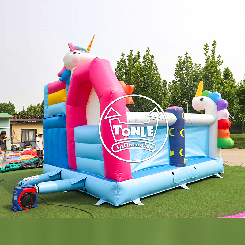 Unicorn Inflatable Bouncy Castle Combo with Slide fo Rental Business