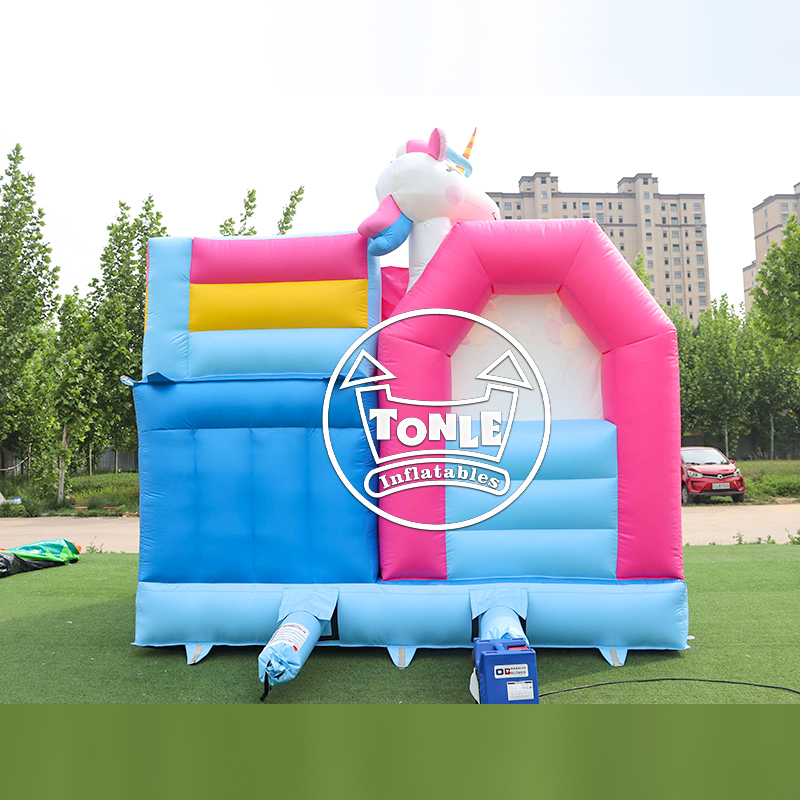 Unicorn Inflatable Bouncy Castle Combo with Slide fo Rental Business