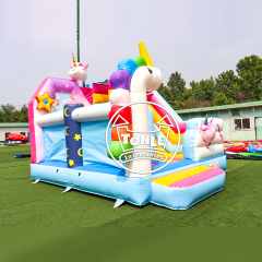 Unicorn Inflatable Bouncy Castle Combo with Slide fo Rental Business