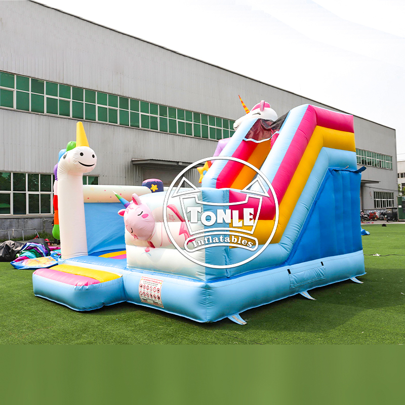 Unicorn Inflatable Bouncy Castle Combo with Slide fo Rental Business
