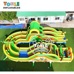 U-Shaped Tropical Jungle Inflatable Obstacle Course Challenge