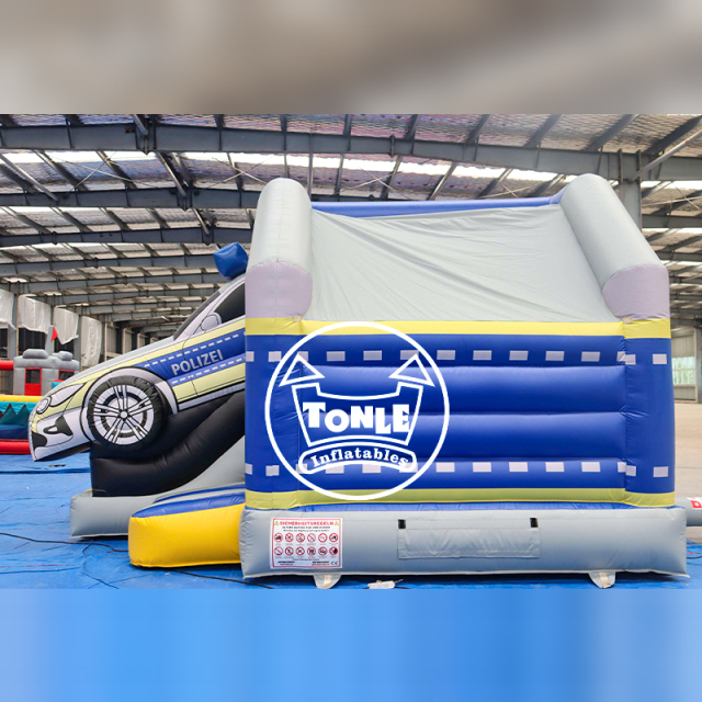 Police Car-Themed Commercial Inflatable Bouncy Castle