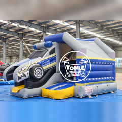 Police Car-Themed Commercial Inflatable Bouncy Castle