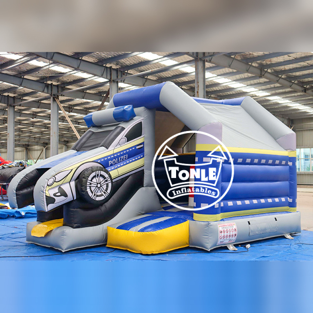 Police Car-Themed Commercial Inflatable Bouncy Castle