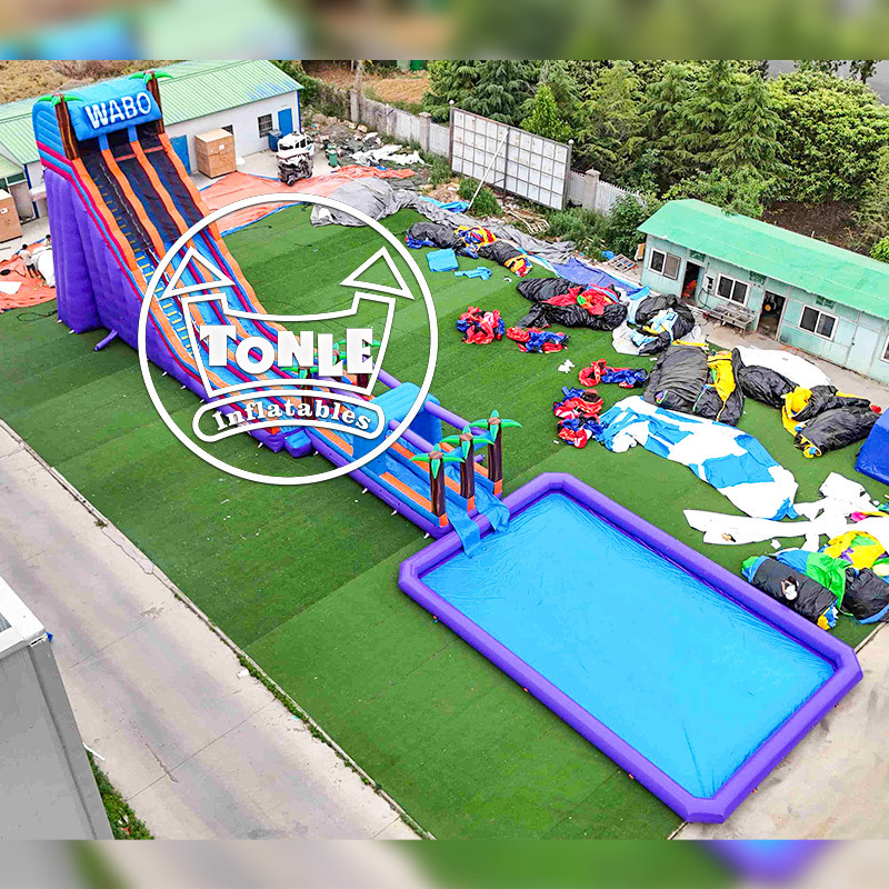 33ft Dual Lane  commercial inflatable water Slide with pool for sale