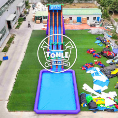 33ft Dual Lane  commercial inflatable water Slide with pool for sale