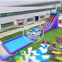33ft Dual Lane  commercial inflatable water Slide with pool for sale