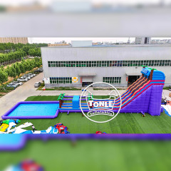 33ft Dual Lane  commercial inflatable water Slide with pool for sale