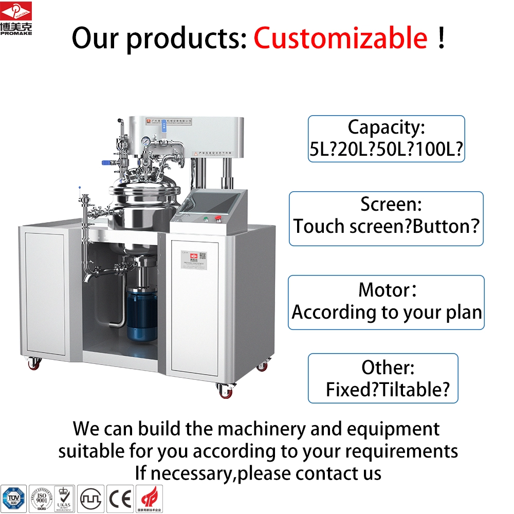 Hydraulic lifting vacuum emulsifier PMK-A with vacuum lid and lifting column