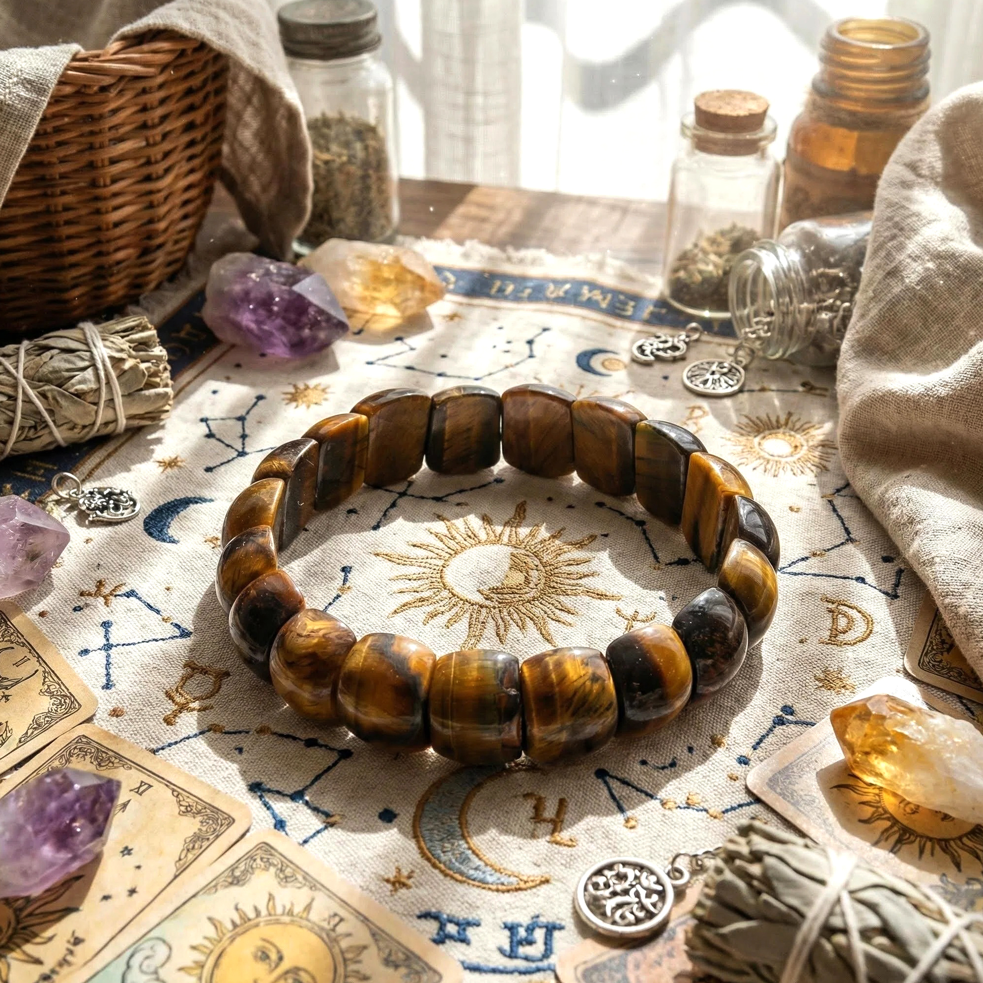 Yellow Tiger Eye Square Bracelet Approx. 13*10 mm