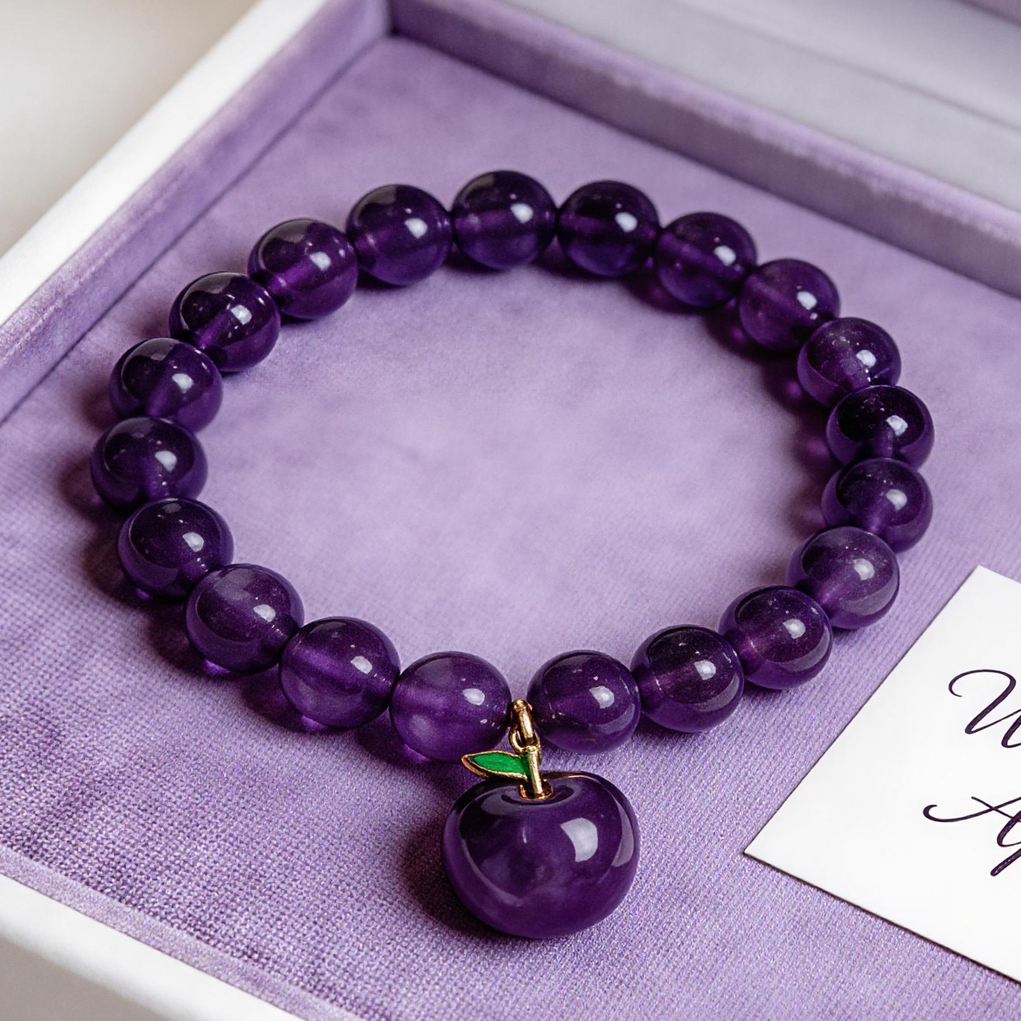 Amethyst Bracelet with Mini Apple Charm 8mm