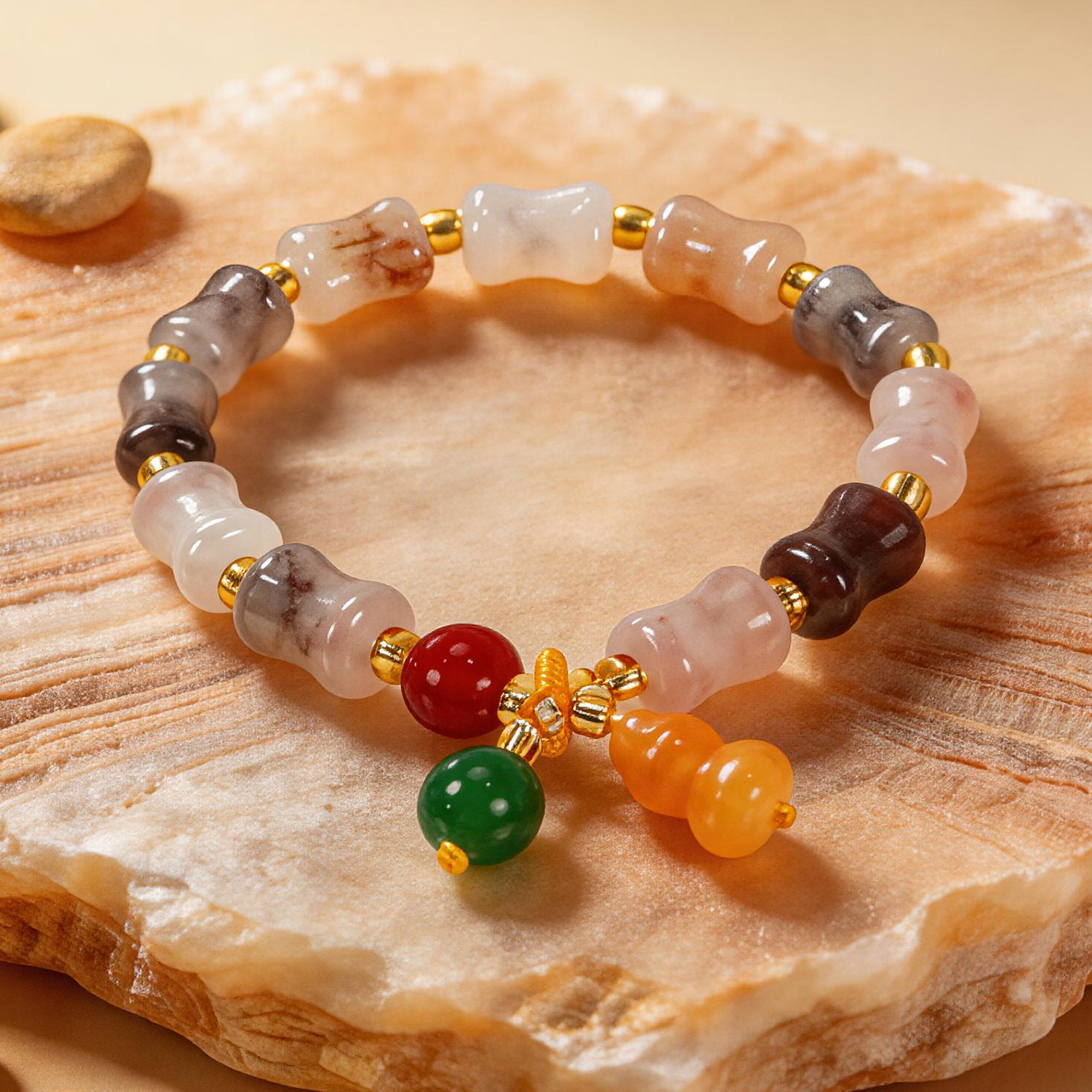 Golden Jade Smoke Purple Bamboo Bracelet Approximately 8 mm