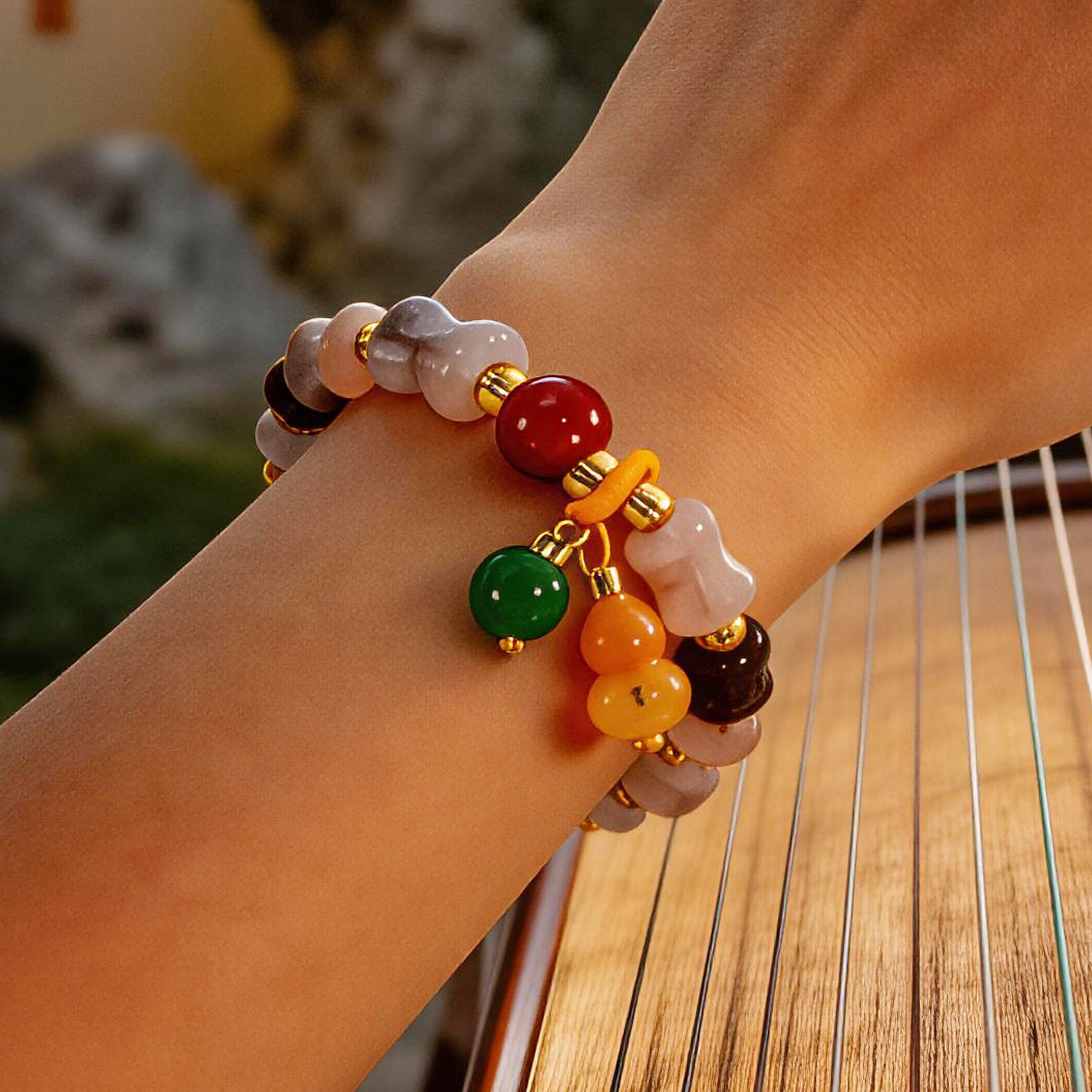 Golden Jade Smoke Purple Bamboo Bracelet Approximately 8 mm