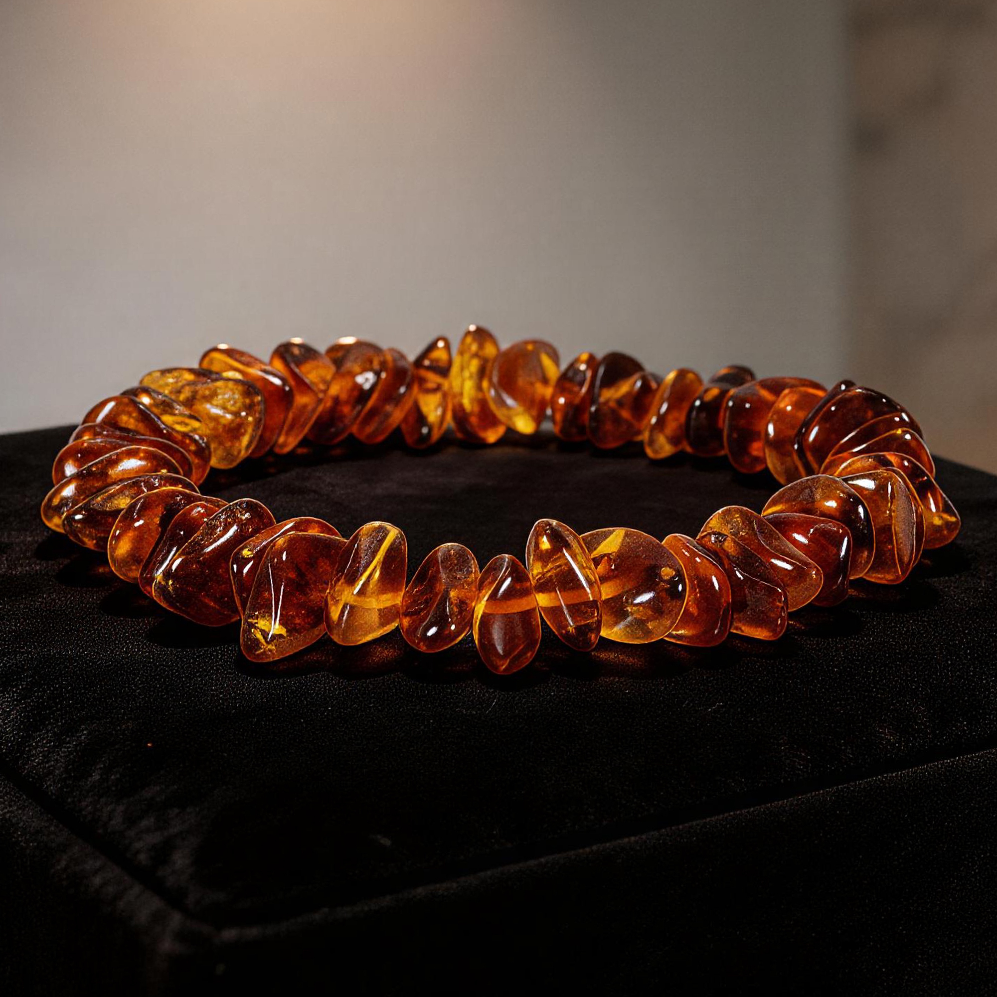 Flower Amber Freeform Beaded Bracelet