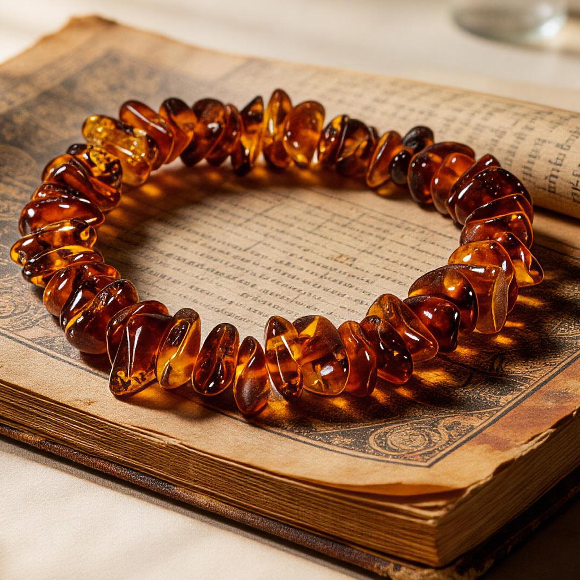 Flower Amber Freeform Beaded Bracelet