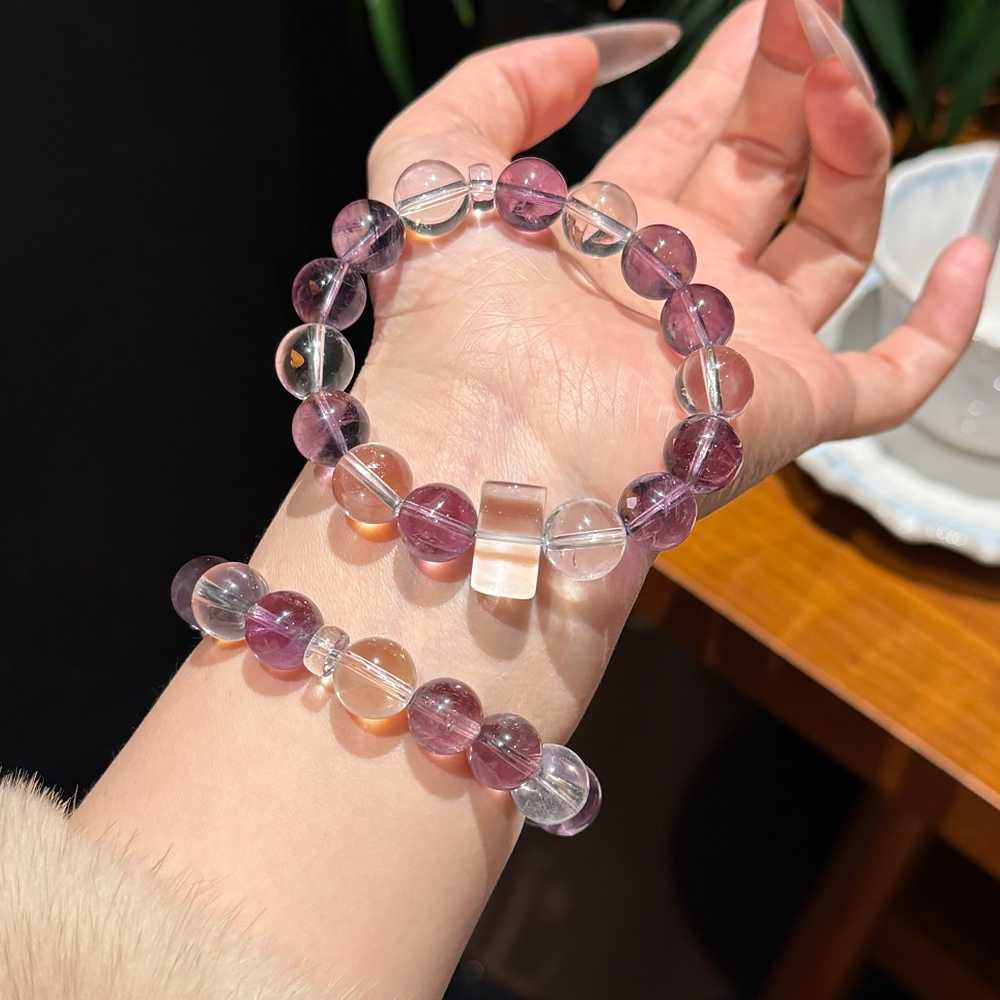 11mm Natural Amethyst Clear Quartz Bracelet Wisdom Study Career Health Calming Healing Crystal Bracelet For Elegant Women Stackable Daily Jewelry