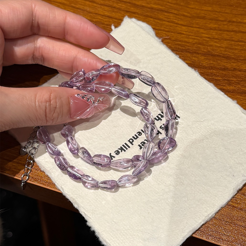 Natural Freeform Amethyst Bracelet Irregular Raw Purple Crystal Adjustable Healing Wisdom Bracelet For Women Daily Jewelry