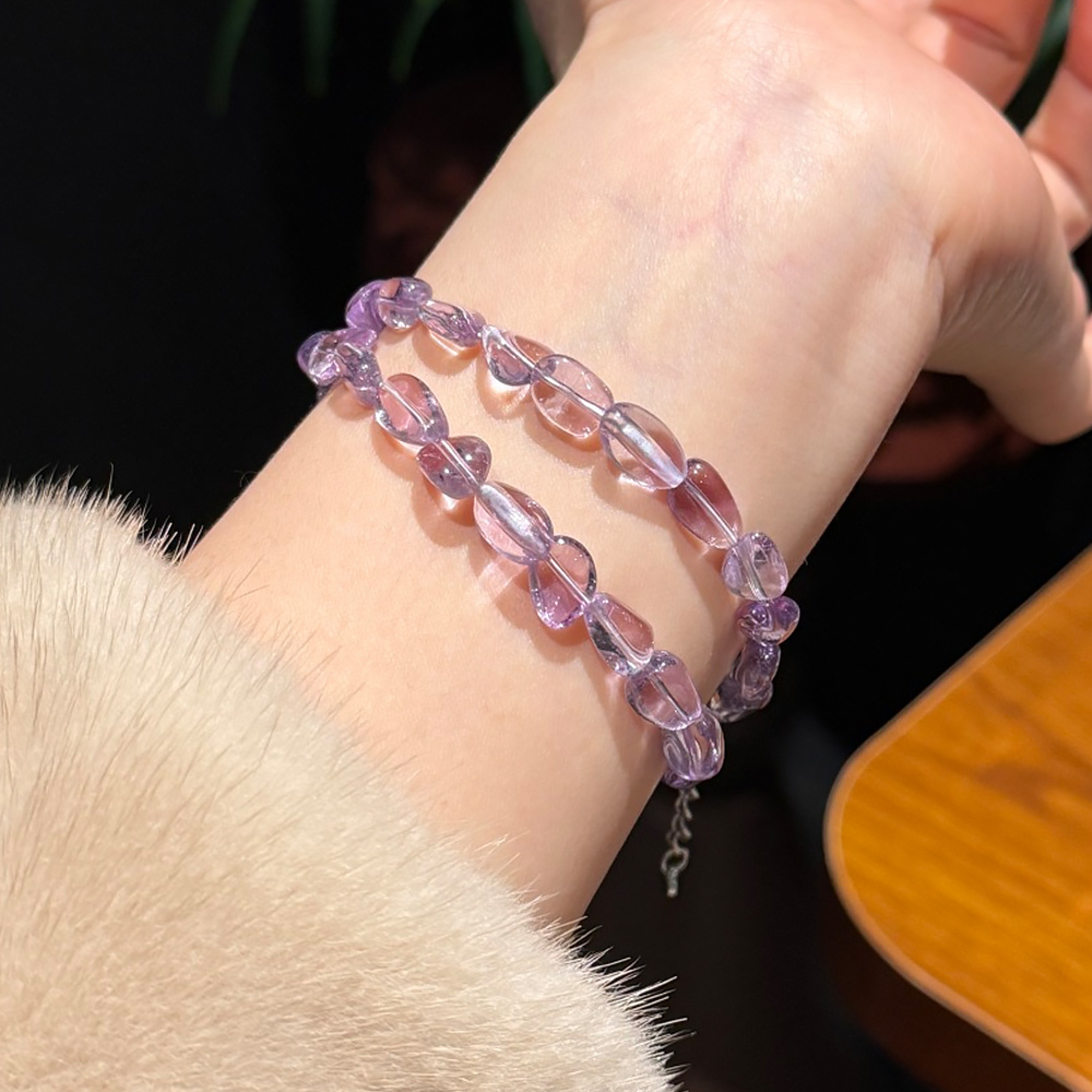 Natural Freeform Amethyst Bracelet Irregular Raw Purple Crystal Adjustable Healing Wisdom Bracelet For Women Daily Jewelry