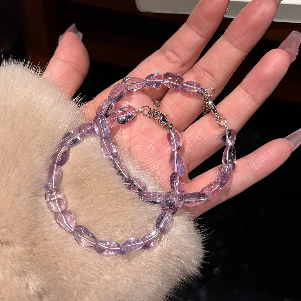 Natural Freeform Amethyst Bracelet Irregular Raw Purple Crystal Adjustable Healing Wisdom Bracelet For Women Daily Jewelry