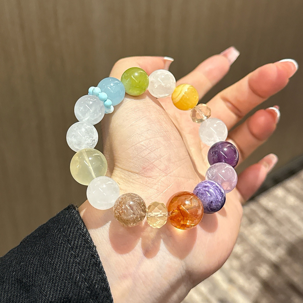 12mm Natural Multi-Treasure Ten Crystal Bracelet 🌈 Full Chakra Wealth Wisdom Emotional Healing Mixed Crystal Bracelet Women Timeless Daily Jewelry Signature SoulCrystal Collection