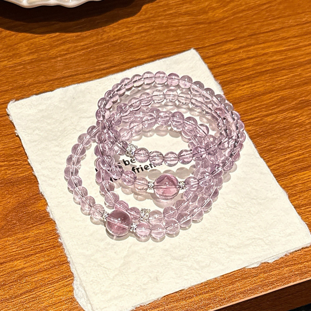 6mm Natural Bolivian Amethyst Double Loop Bracelet Wisdom Luck Healing Crystal Bracelet For Women Study Career Charm Jewelry